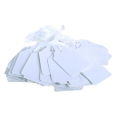 White Merchandising Strung Tags 48mm x 30mm   Box of 1000